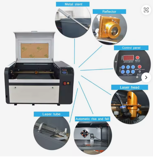 60W CO2 Water-Cooled Laser Cutting Engraving Machine, suitable for materials such as leather, wood, stone, rubber, MDF, paper, etc., supports DXF/DST format